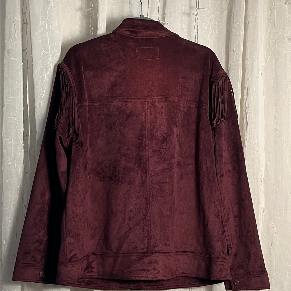 Free People / We The Free Maroon Fringe Suede Jacket - Picture 4 of 5